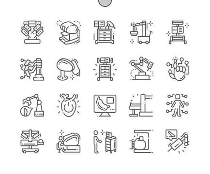 Robotic Surgery Well-crafted Pixel Perfect Vector Thin Line Icons Stock Illustration