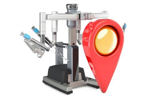 Robotic surgical system with map pointer, 3D rendering Stock Illustration