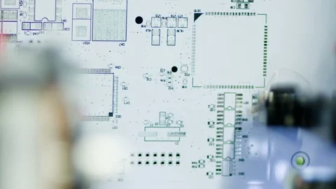 Robotic system checks the circuit Board. Stock Footage 123969878