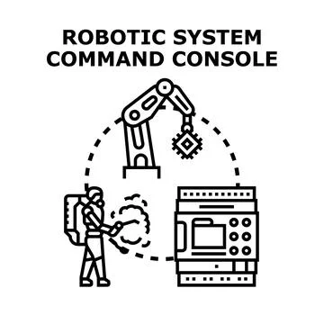 Robotic system command console controlling automated production イラスト素材