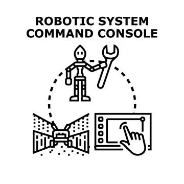 Robotic system command console with intelligent automation Stock Illustration
