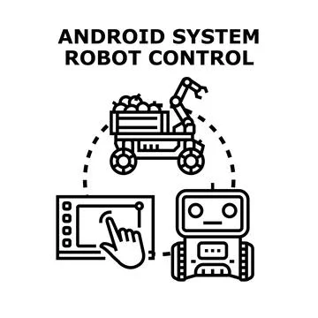 Robotic system controlling agricultural and general purpose robots Illustrazione stock