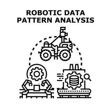 Robotic systems perform complex data pattern analysis イラスト素材