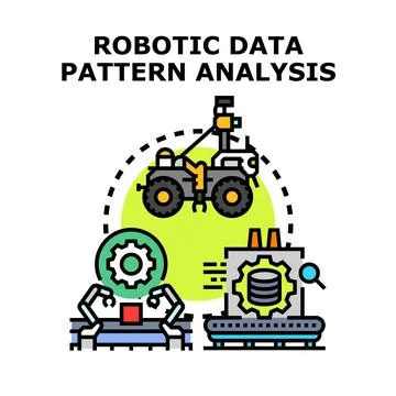 Robotic systems perform complex data pattern analysis イラスト素材