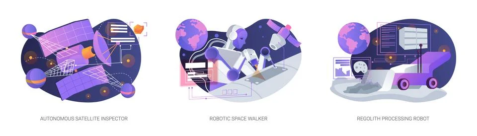 Robotic Systems for Space Operations abstract concept vector illustrations. Stockillustratie
