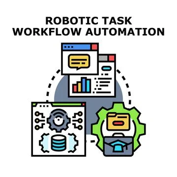 Robotic task workflow automation concept vector illustration イラスト素材