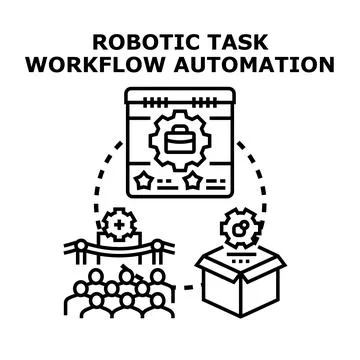 Robotic task workflow automation concept vector illustration Stockillustratie