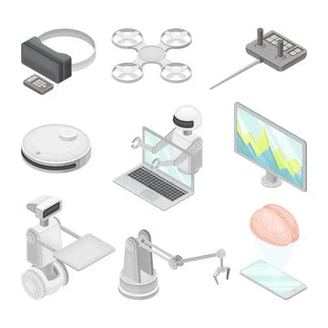 Robotic Technology with Electronic Equipment and Artificial Intelligence Like 스톡 일러스트