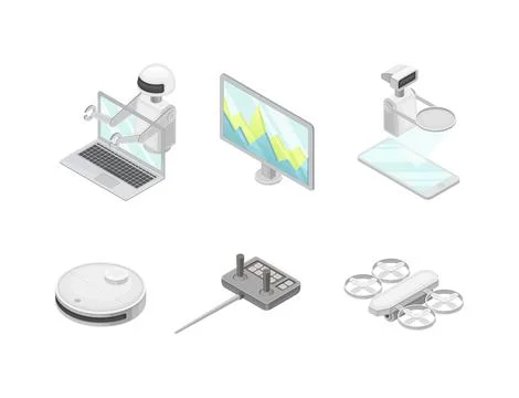 Robotic Technology with Electronic Equipment and Artificial Intelligence Like Stock Illustration
