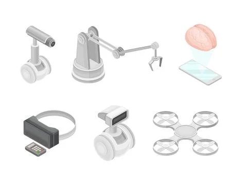 Robotic Technology with Electronic Equipment and Artificial Intelligence Like Stock Illustration
