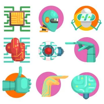 Robotic Technology Set Illustrazione stock