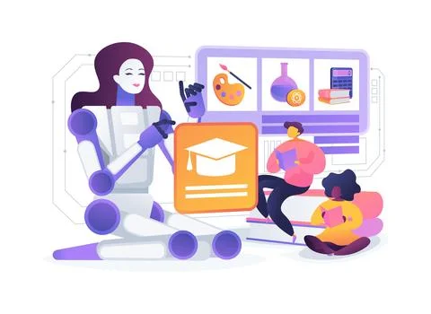 Robotic Tutor for Children abstract concept vector illustration. Stock Illustration
