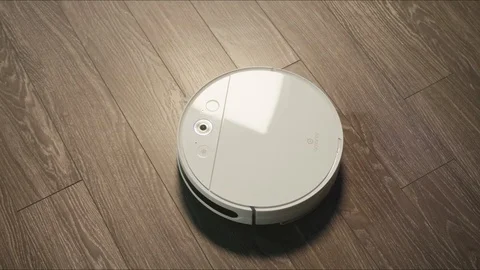 Robotic vacuum cleaner riding around apartments Stock-Footage 127459758