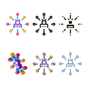 Robotic variants car system icon vector outline Stock Illustration