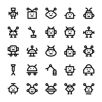 Robotic Vector Line Icons Stock Illustration