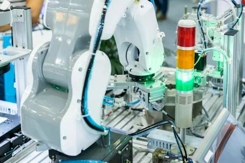 Robotic vision sensor camera system in intellegence factory Stock Photos