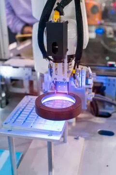 Robotic vision sensor camera system in phone intellegence factory Stock Photos