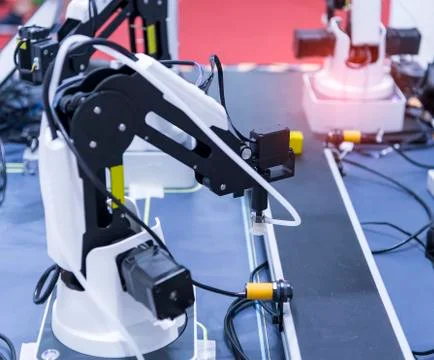 Robotic vision sensor camera system in phone intellegence factory Stock Photos