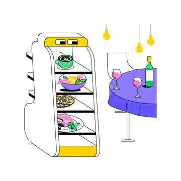 Robotic waiter isolated cartoon vector illustrations. Stock Illustration