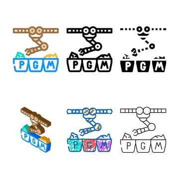 Robotic waste sorting color icon vector types Stock Illustration