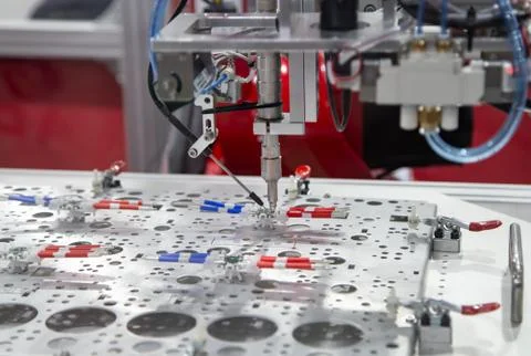 Robotic welding wire on board Stock Photos