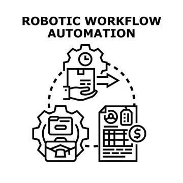 Robotic workflow automation process improving business efficiency Illustrazione stock