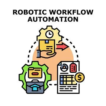 Robotic workflow automation process improving business efficiency Illustrazione stock