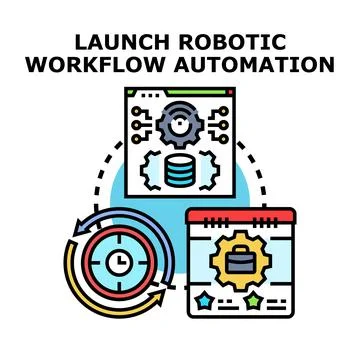 Robotic workflow automation process launching for business Illustrazione stock