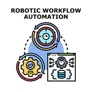 Robotic workflow automation process vector illustration icon Stock Illustration