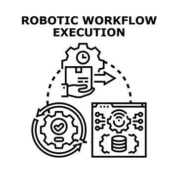 Robotic workflow execution automating business processes and tasks Illustrazione stock