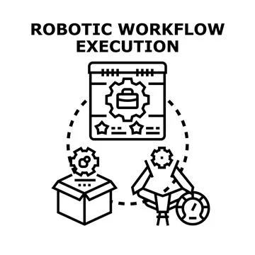 Robotic workflow execution process automation concept illustration イラスト素材