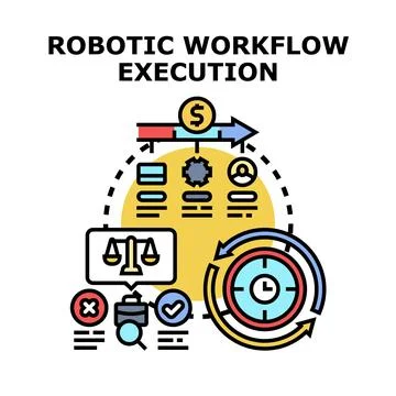 Robotic workflow execution process automation concept illustration Stock Illustration