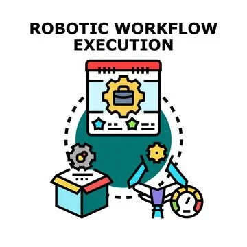 Robotic workflow execution process automation concept illustration Illustrazione stock