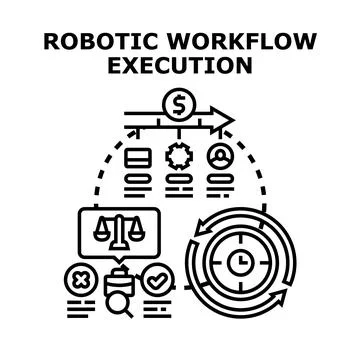 Robotic workflow execution process automation concept illustration Stock Illustration