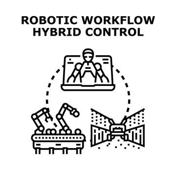 Robotic workflow hybrid control concept automation system Stockillustratie