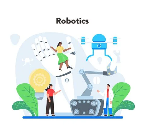 Roboticist concept. Robotic engineering and constructing. Idea of artificial 스톡 일러스트