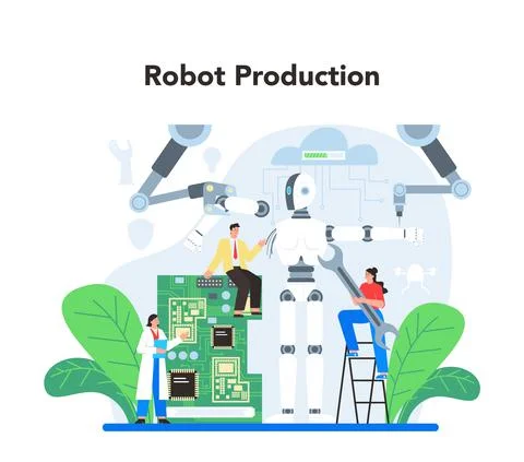 Roboticist concept. Robotic engineering and constructing. Idea of artificial 스톡 일러스트