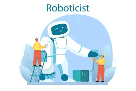 Roboticist concept set. Robotic engineering and constructing Stock Illustration