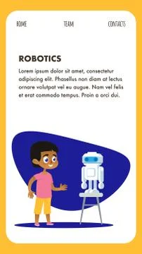 Robotics AI Invention Program. Flat Mobile Page. Stock Illustration