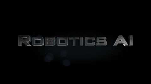 Robotics AI title 3D metal text on black alpha channel background Stock Footage 301265534