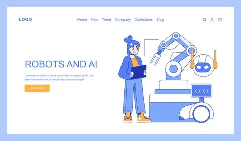 Robotics and AI concept. Future of automation and AI in vector art. Illustrazione stock