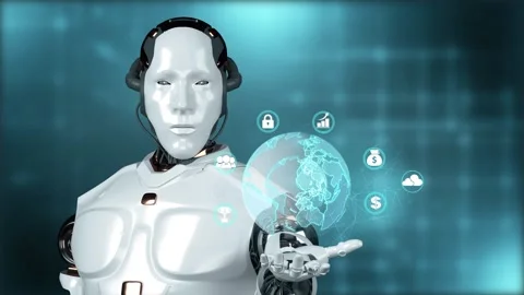 Robotics and AI for the future. 3D rendering. Stock Footage 243335635
