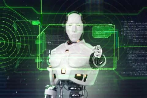 Robotics and AI for the future. 3D rendering. Stock Illustration