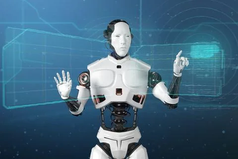Robotics and AI for the future. 3D rendering. 스톡 일러스트
