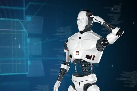 Robotics and AI for the future. 3D rendering. Stock Illustration