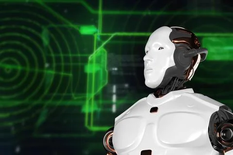 Robotics and AI for the future. 3D rendering. Stock Illustration