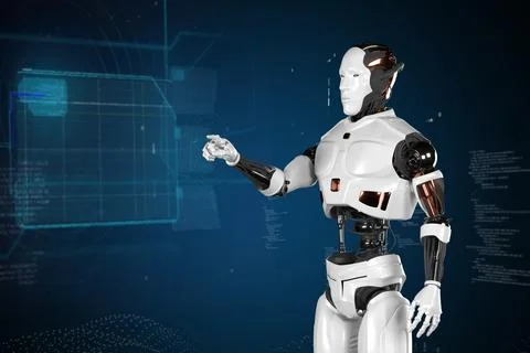Robotics and AI for the future. 3D rendering. Stock Illustration