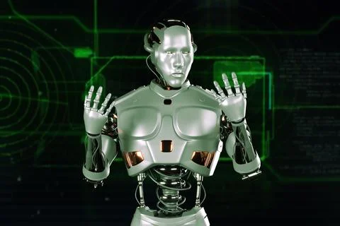 Robotics and AI for the future. 3D rendering. Stock Illustration