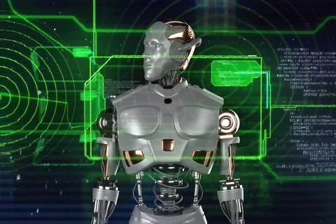 Robotics and AI for the future. 3D rendering. 스톡 일러스트