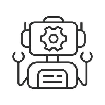 Robotics and artificial intelligence icon in line design. Robot, ai, technology Иллюстрация